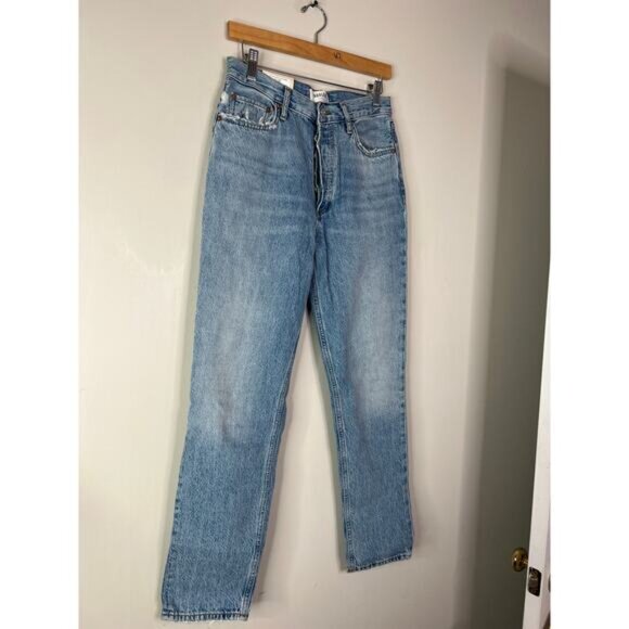 NWT Agolde Fen High Rise Relaxed Tapered Straight Cut Button Jeans Quarrel - Picture 3 of 8